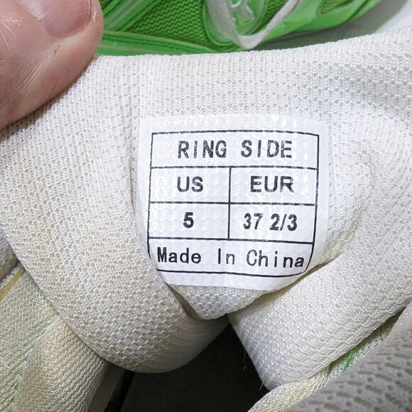 Ringside Diablo Boxing wrestling leather Shoes neon Green size 5 . Breathable - Picture 12 of 13
